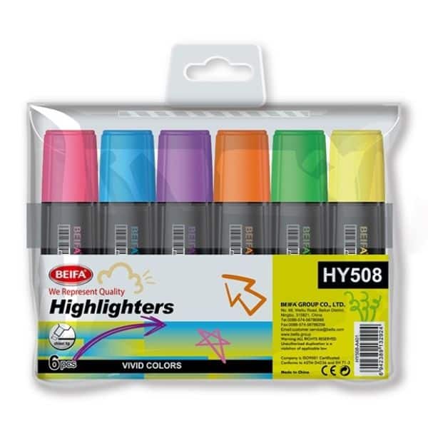 Multicolour Pack of Highlighters (6pcs).