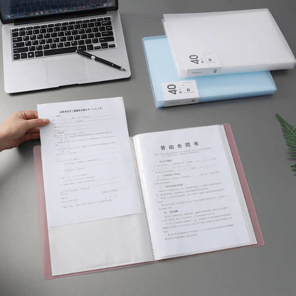 40 Pockets A4 Morandi Color Document Folder Plastic Presentation Book.