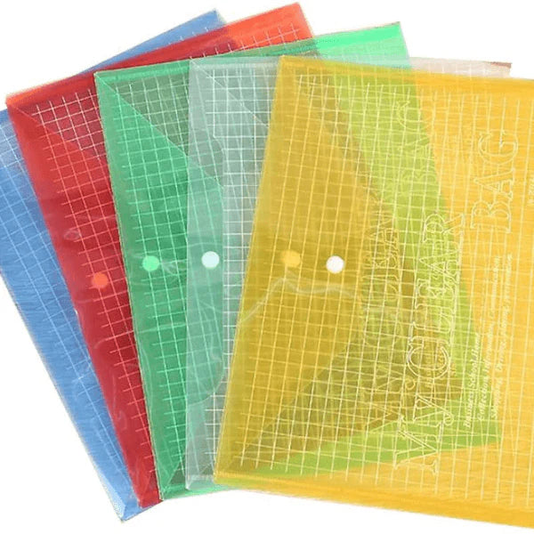 Pack of 12 A4 Plastic Gridding Button Document File Folder.